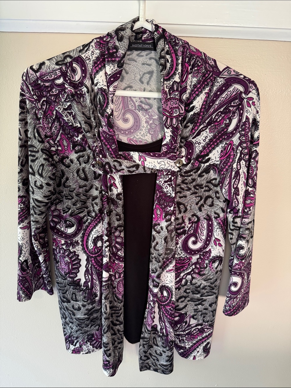 Notations Paisley Blouse - Purple, Black & White